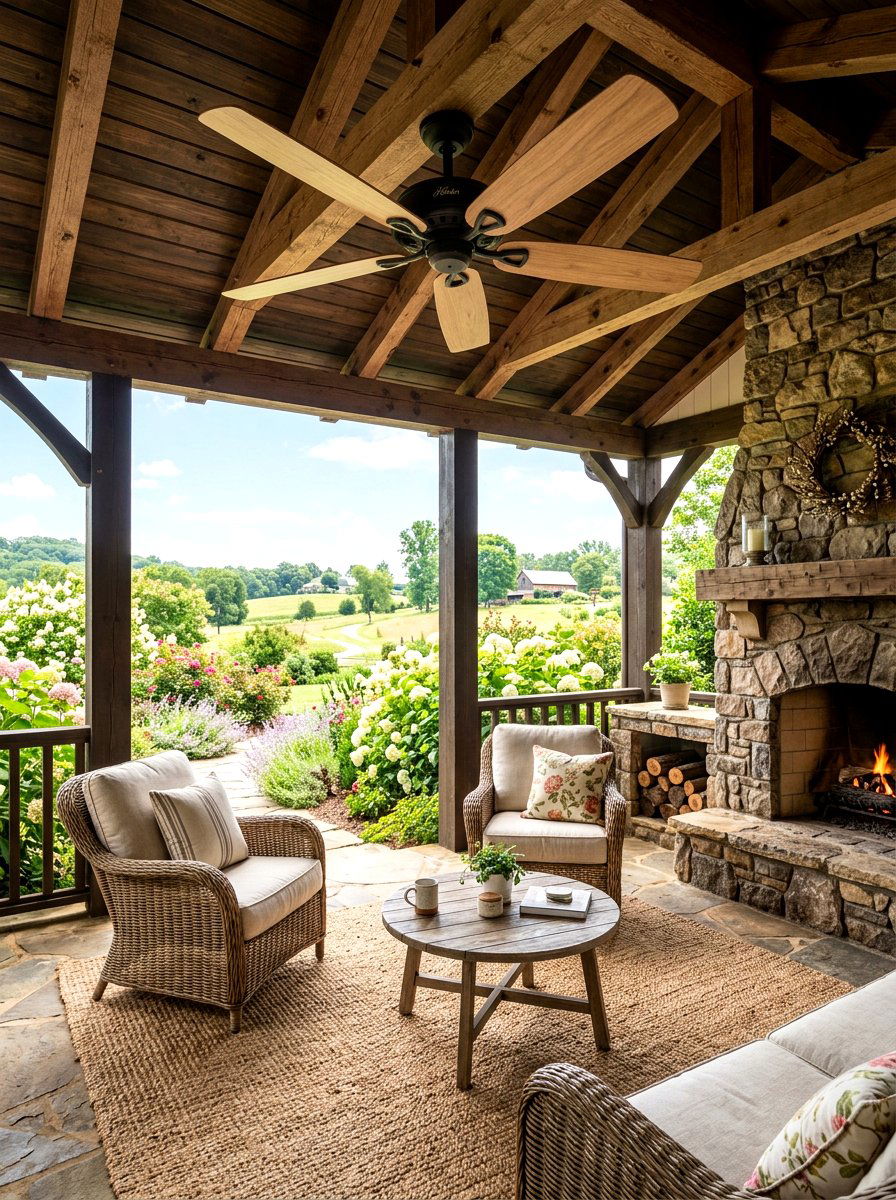 Farmhouse Wood Ceiling Fan - 30 outdoor ceiling fan patio ideas