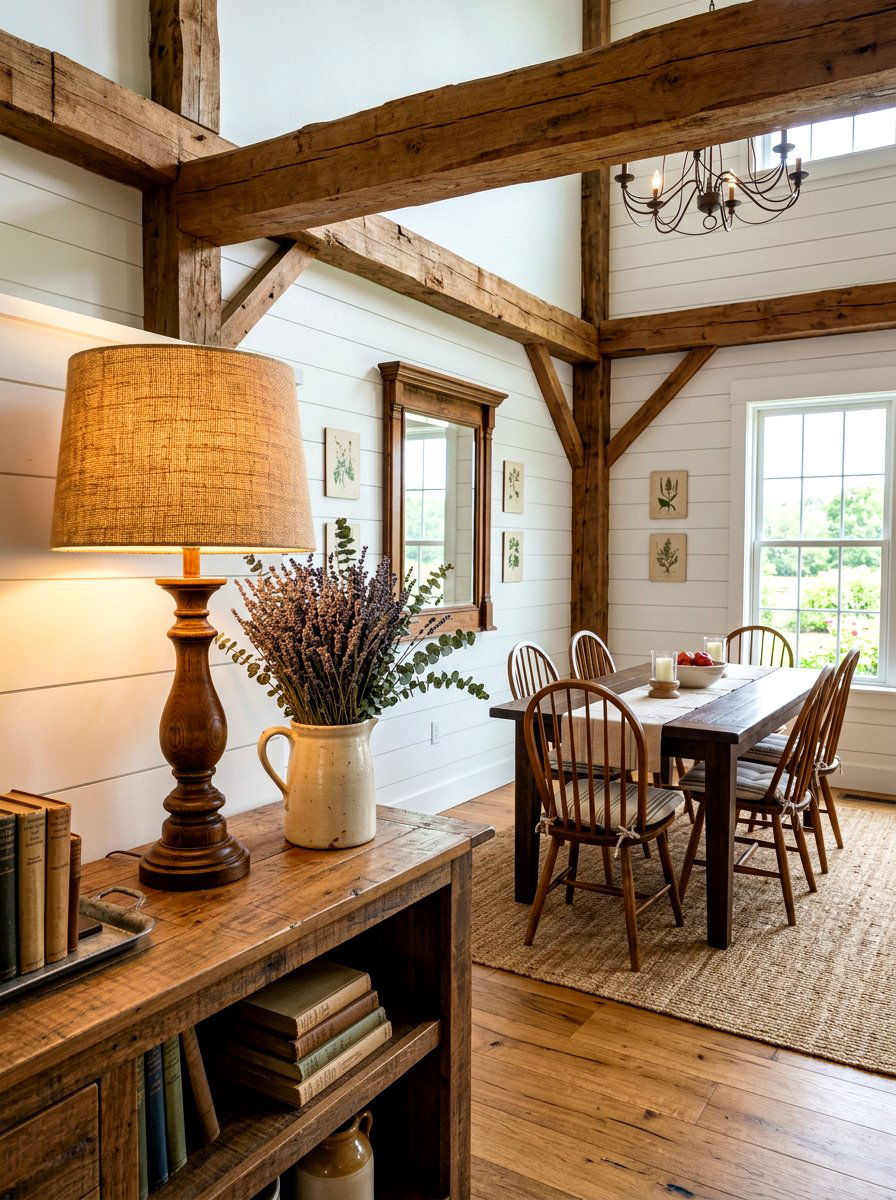 Farmhouse Wood Lamp - 30 buffet lamp styling ideas