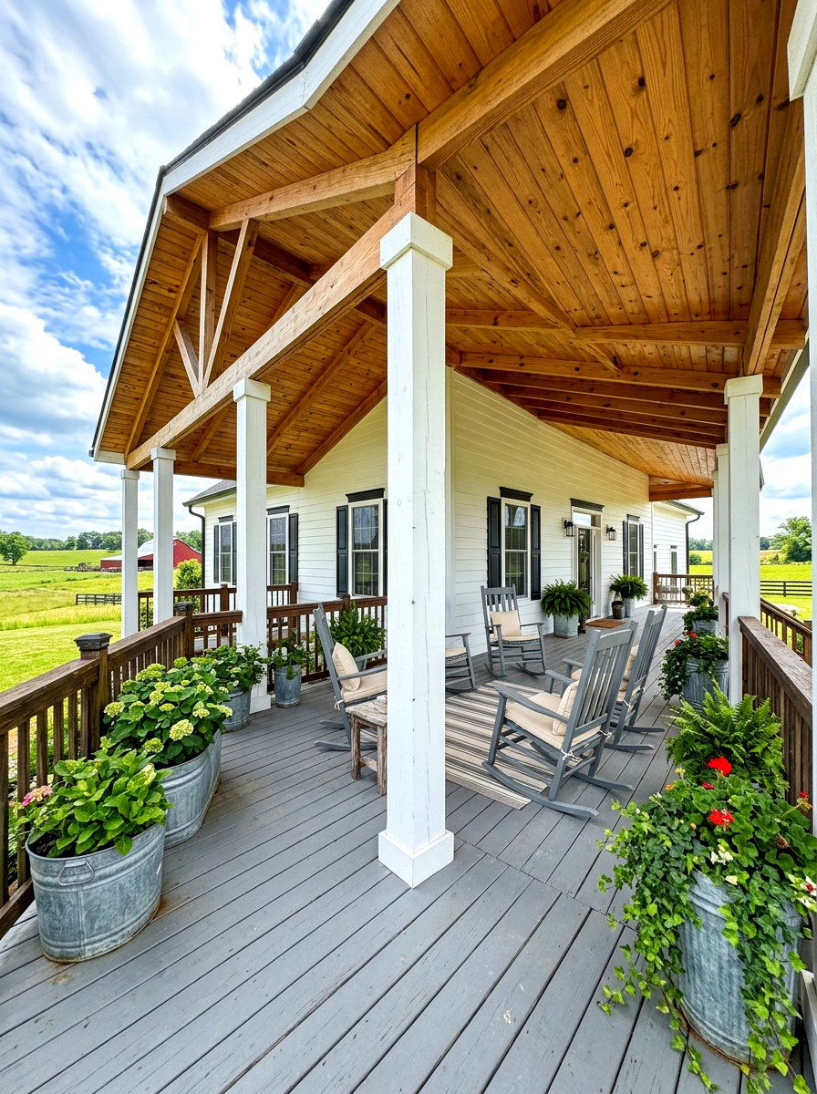 Farmhouse Wood Patio Roof - 30 wood patio cover ideas
