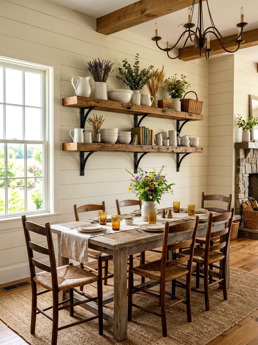Farmhouse Wood Shelf - 30 real bookshelf decor ideas