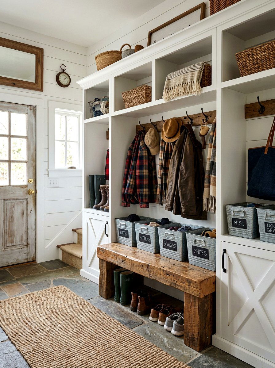 Farmhouse X Detail Mudroom Locker Wall - 30 mudroom locker wall ideas