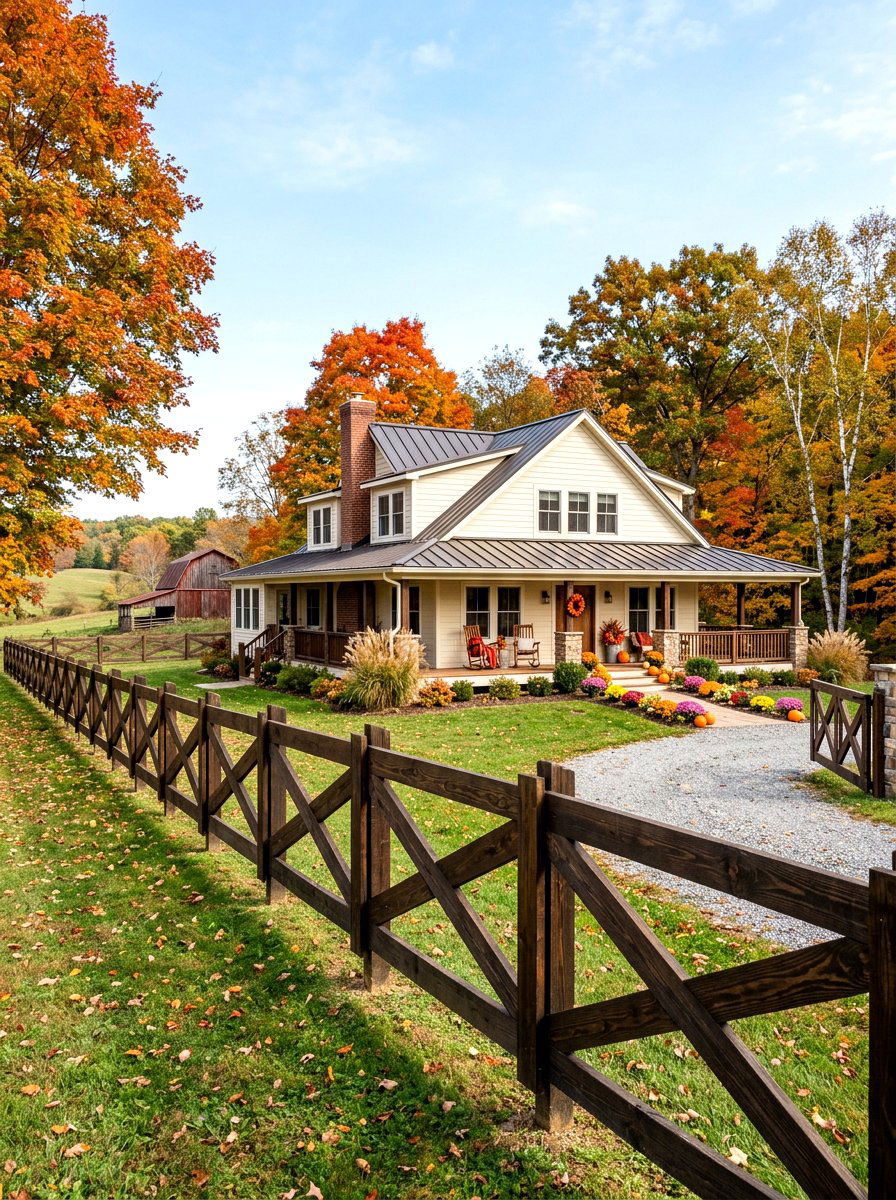 Farmhouse X Fence - 30 front yard fence ideas