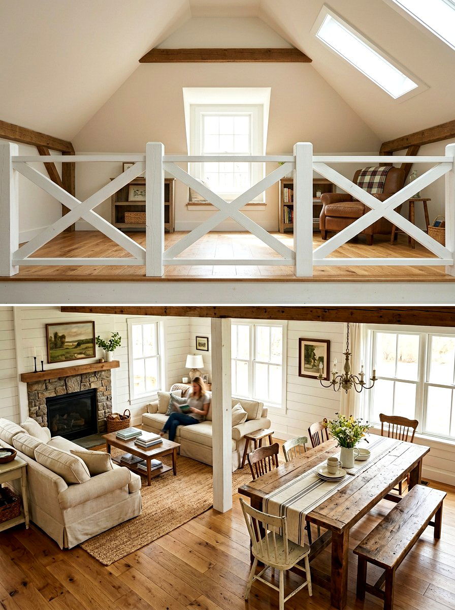 Farmhouse X Railing - 30 open loft railing ideas