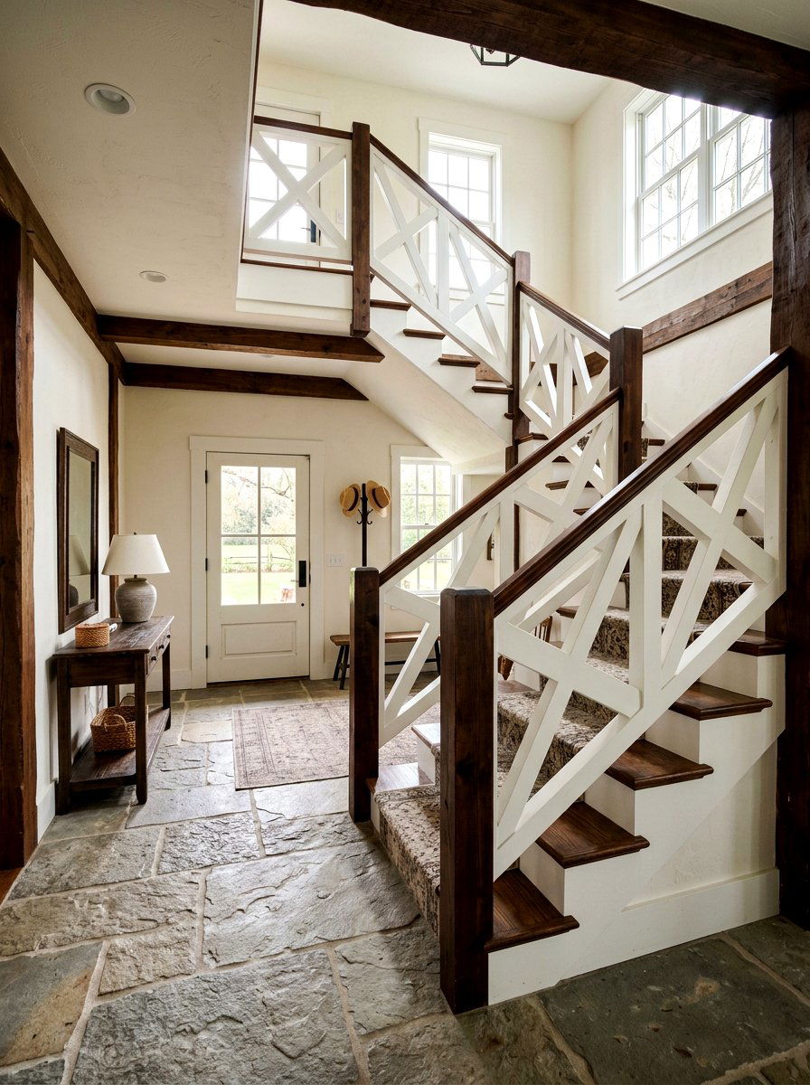 Farmhouse X Railing - 30 banister makeover ideas