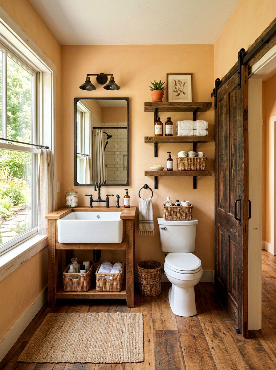 Farmhouse apricot bathroom - 30 apricot bathroom ideas