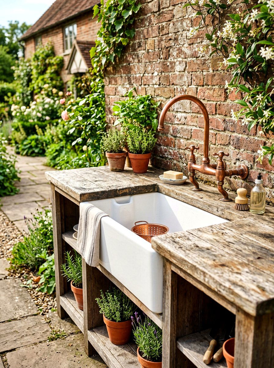 Farmhouse apron front outdoor sink - 30 outdoor sink station ideas