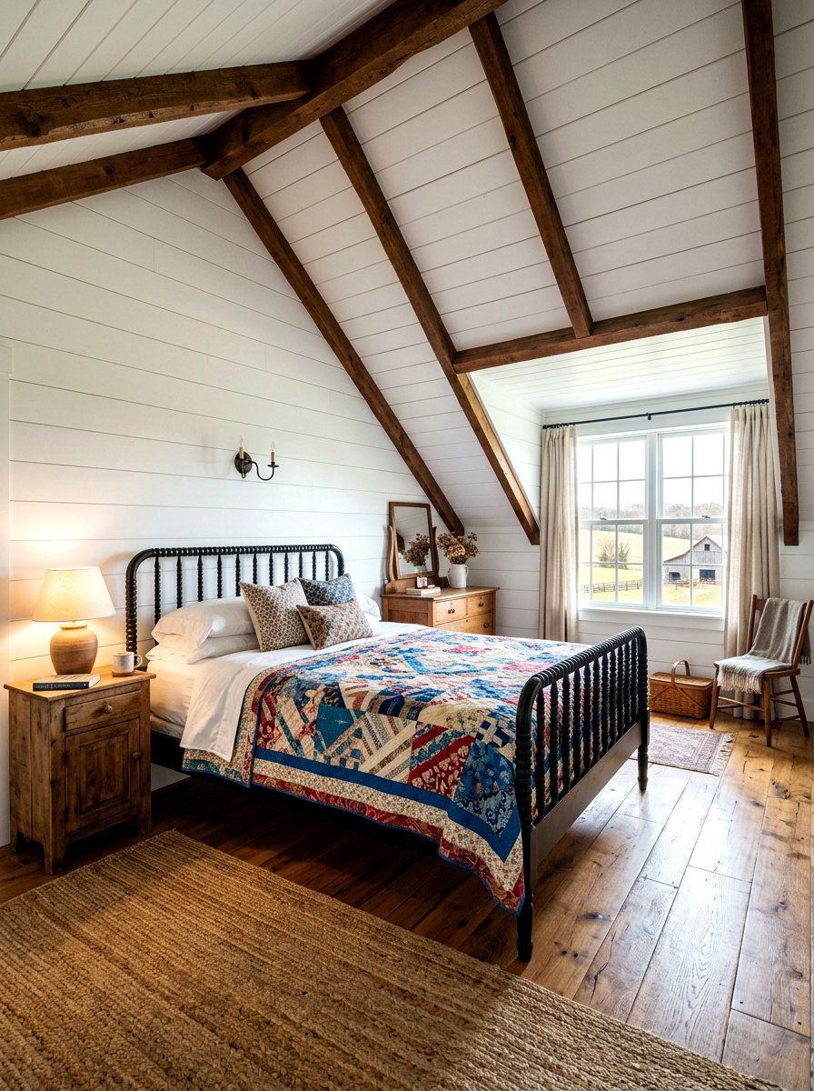 Farmhouse attic bedroom - 30 attic guest room ideas