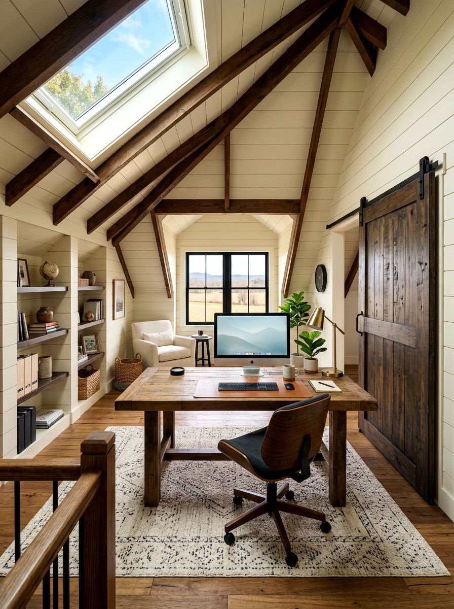 Farmhouse attic office - 30 attic office ideas