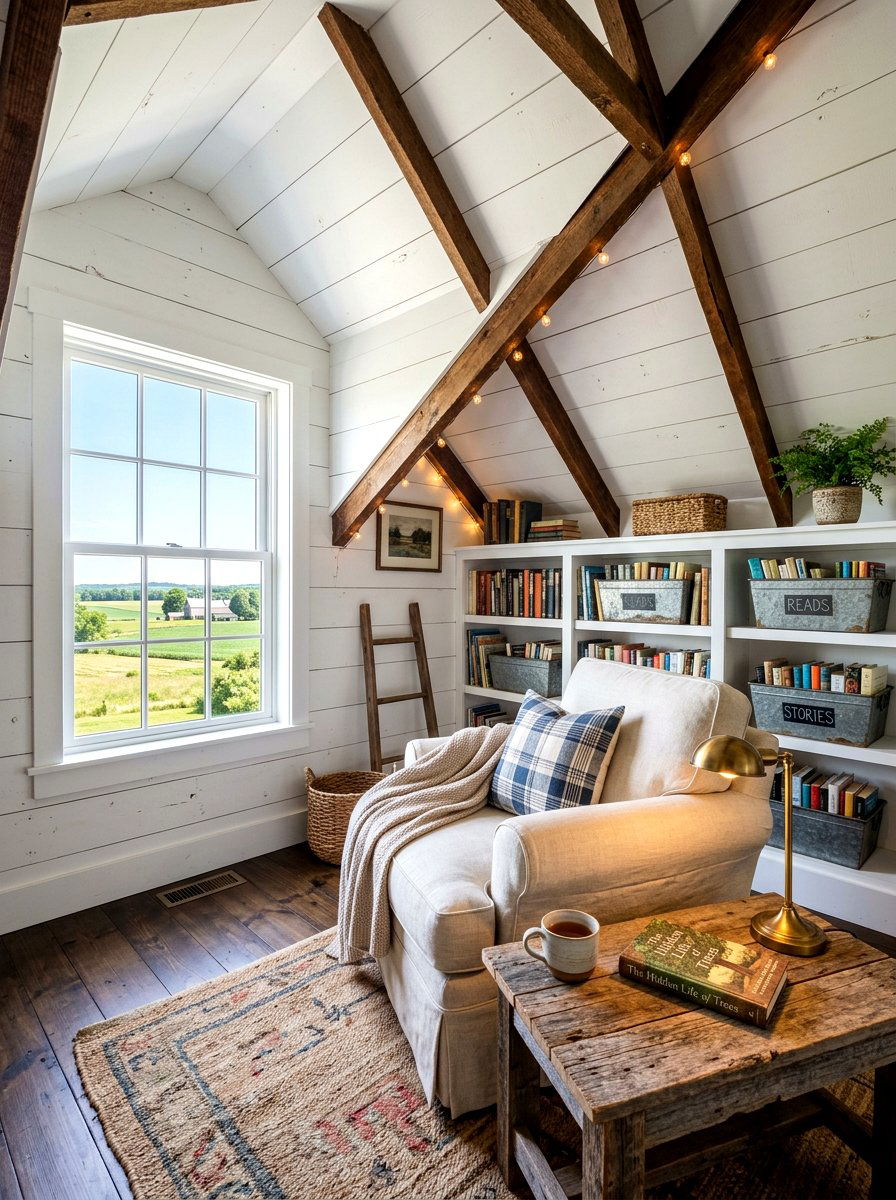 Farmhouse attic reading room - 30 attic reading room ideas