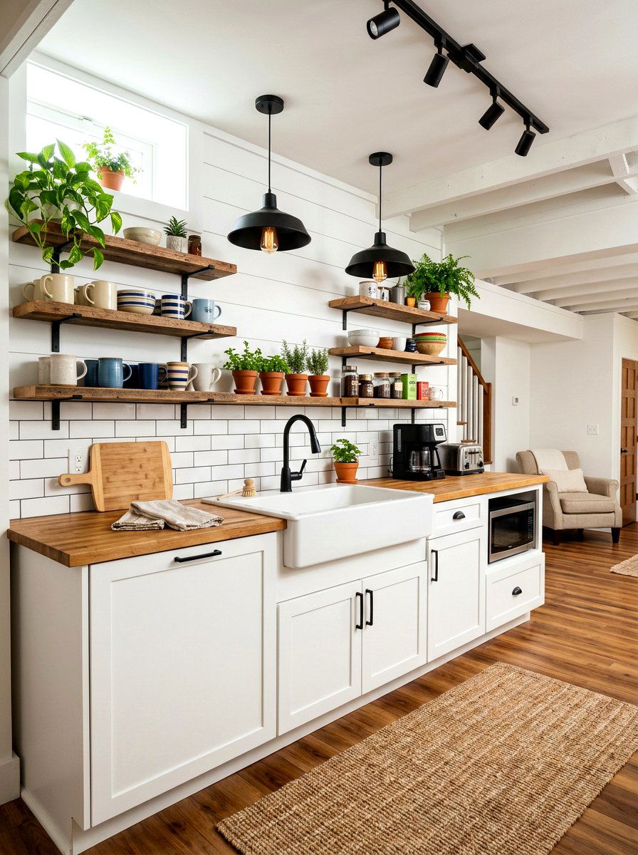 Farmhouse basement kitchenette - 30 basement kitchenette ideas