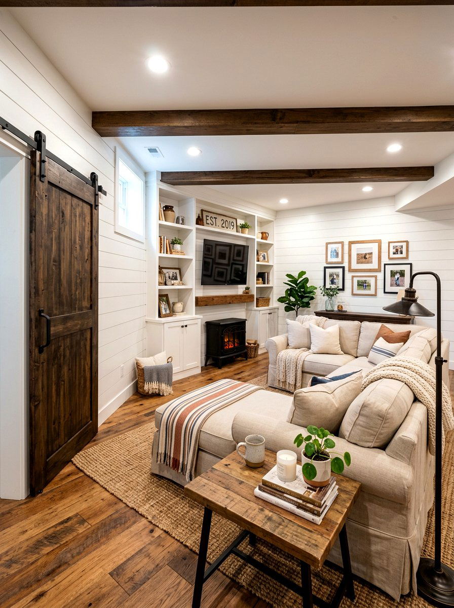 Farmhouse basement lounge - 30 basement family lounge ideas
