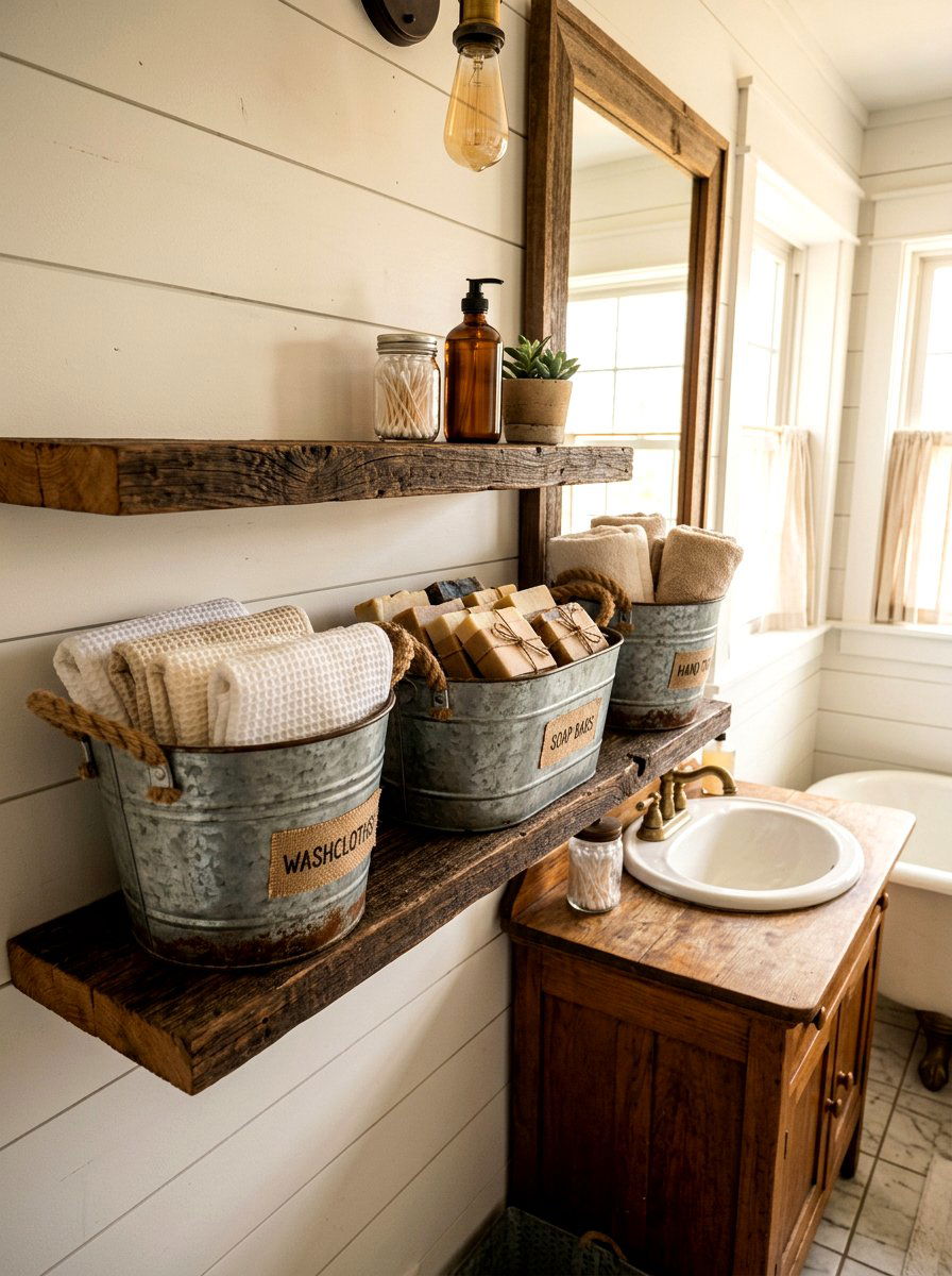 Farmhouse bathroom cabinet bins - 30 organizing bathroom cabinets ideas