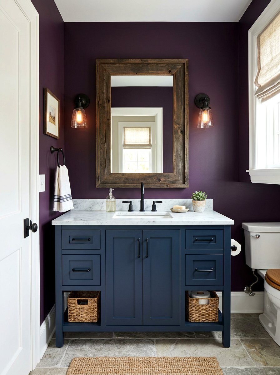 Farmhouse bathroom decor - 30 aubergine powder room ideas