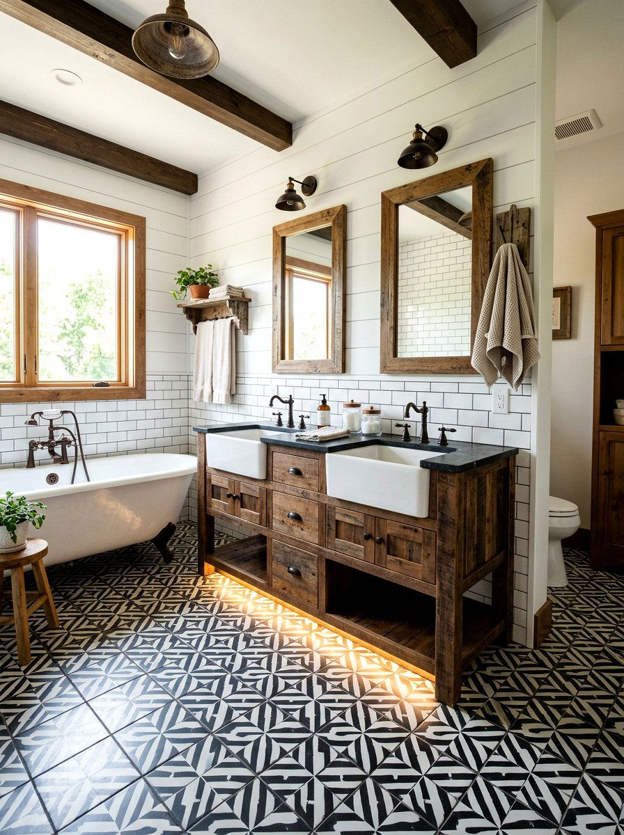 Farmhouse bathroom toe kick - 30 toe kick bathroom lighting ideas