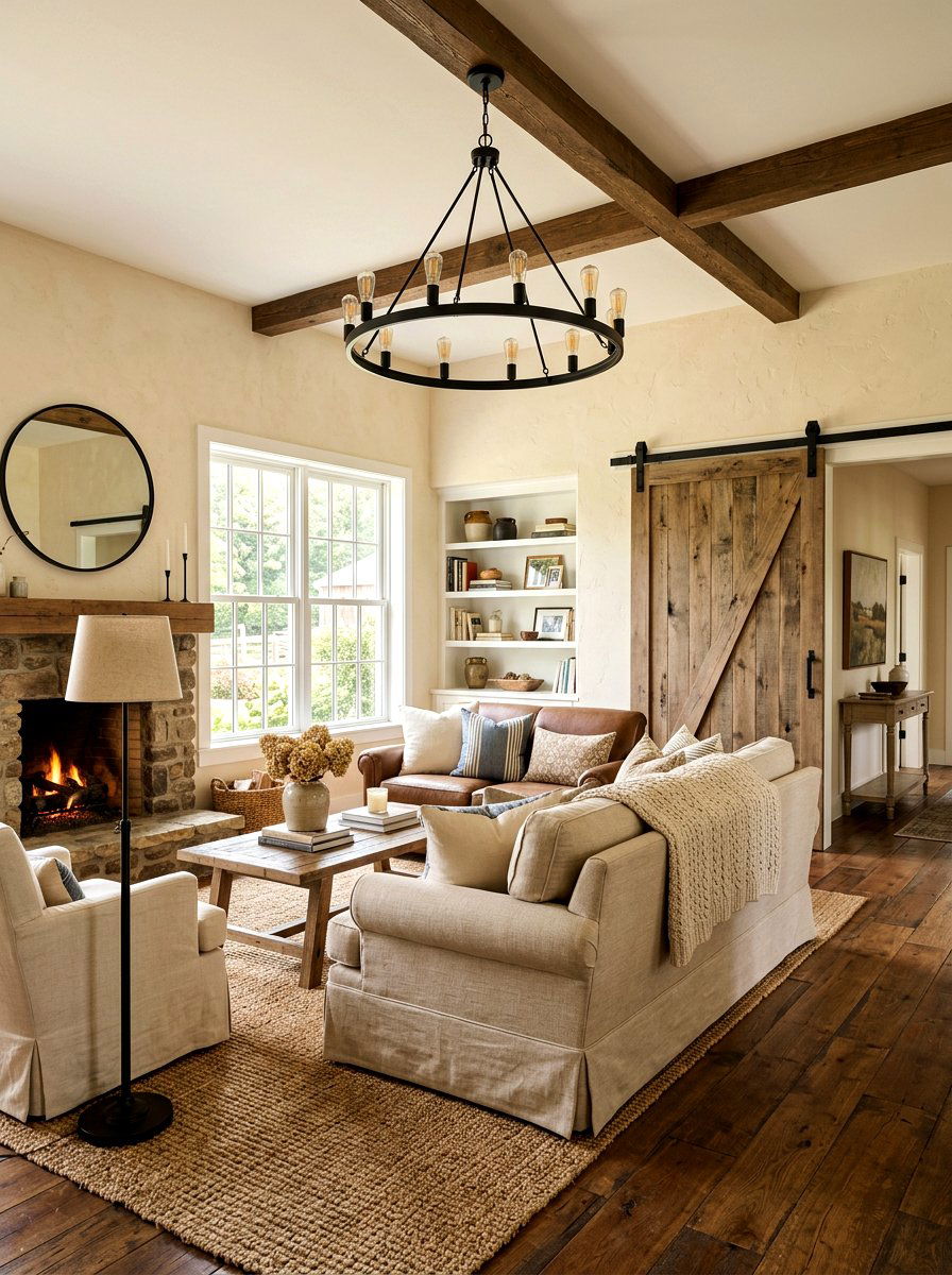 Farmhouse beige living room - 30 beige living room ideas