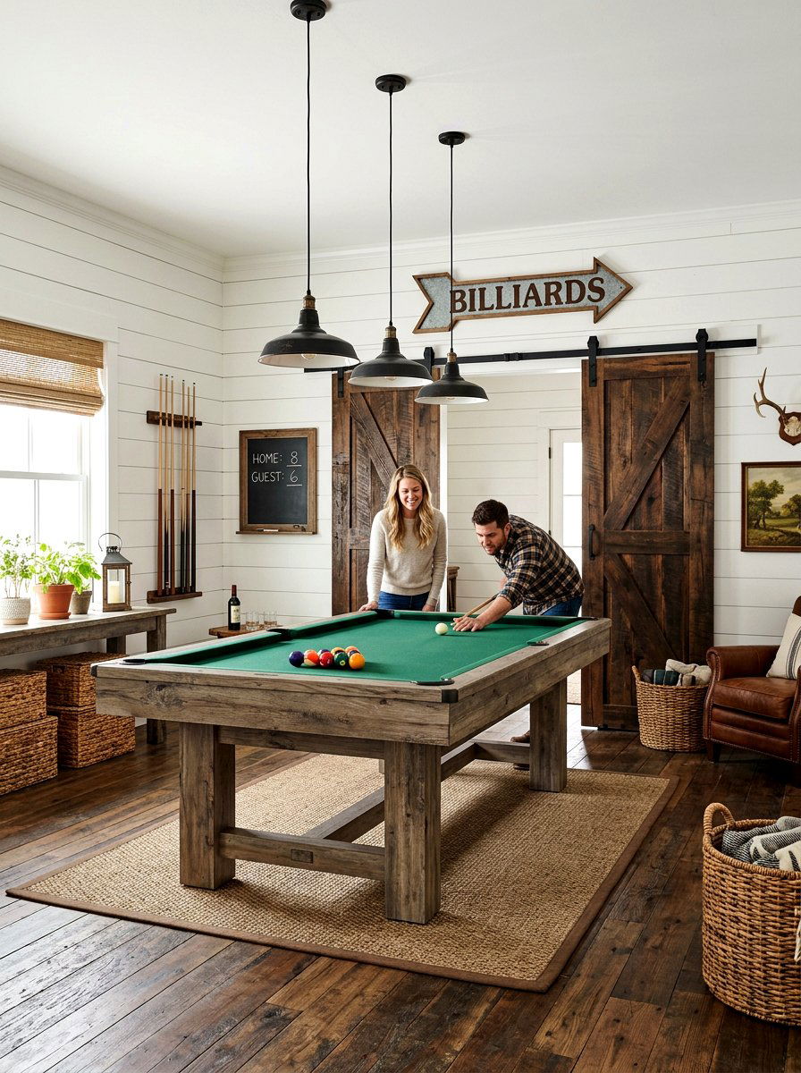 Farmhouse billiards space - 30 billiards room ideas