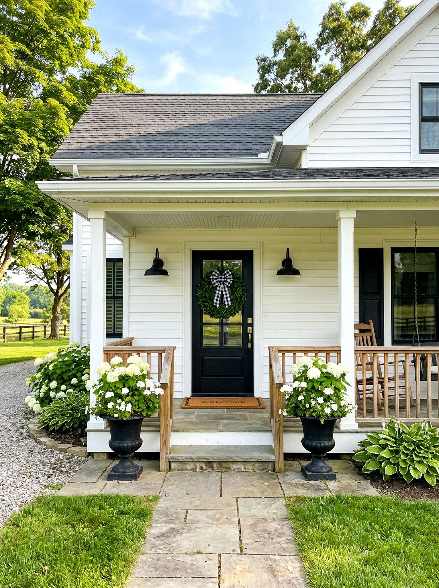 Farmhouse boxwood wreath - 30 exterior wreath display ideas
