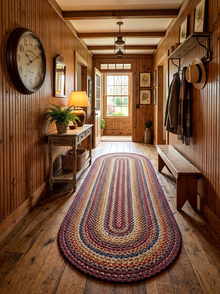 Farmhouse braided runner - 30 hallway runner ideas