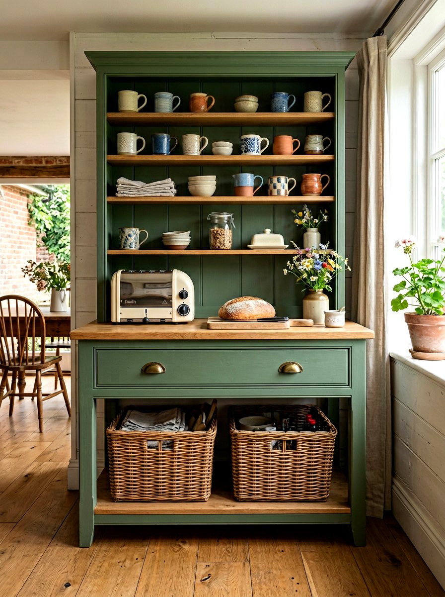 Farmhouse breakfast hutch - 30 breakfast station ideas