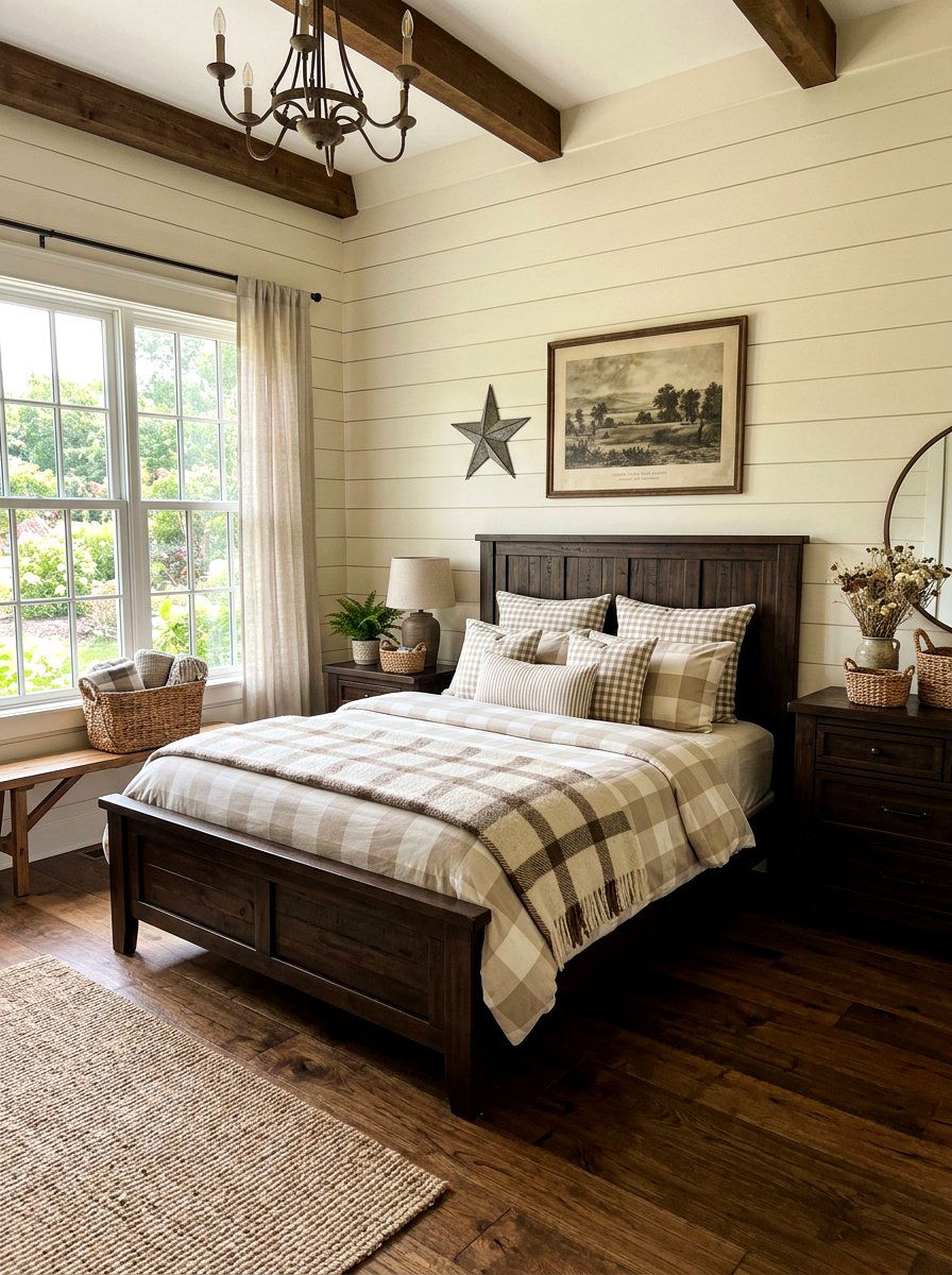 Farmhouse brown bedroom - 30 chocolate bedroom ideas