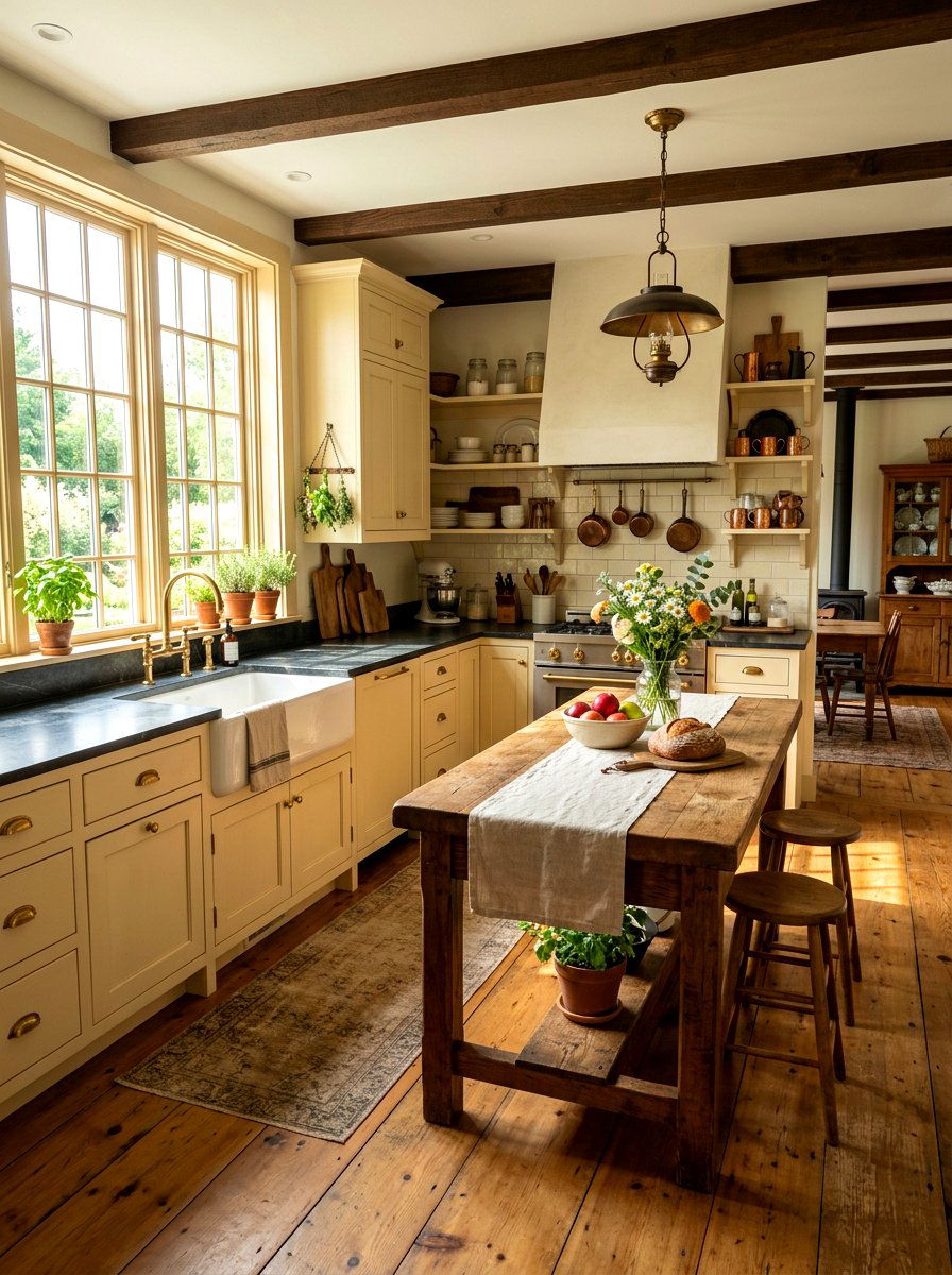 Farmhouse buttercream kitchen apron sink - 30 buttercream kitchen ideas