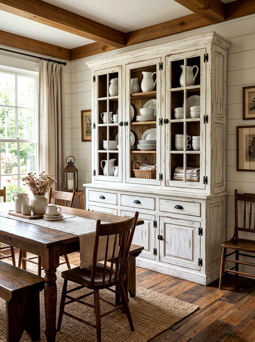 Farmhouse china cabinet - 30 dining room storage ideas
