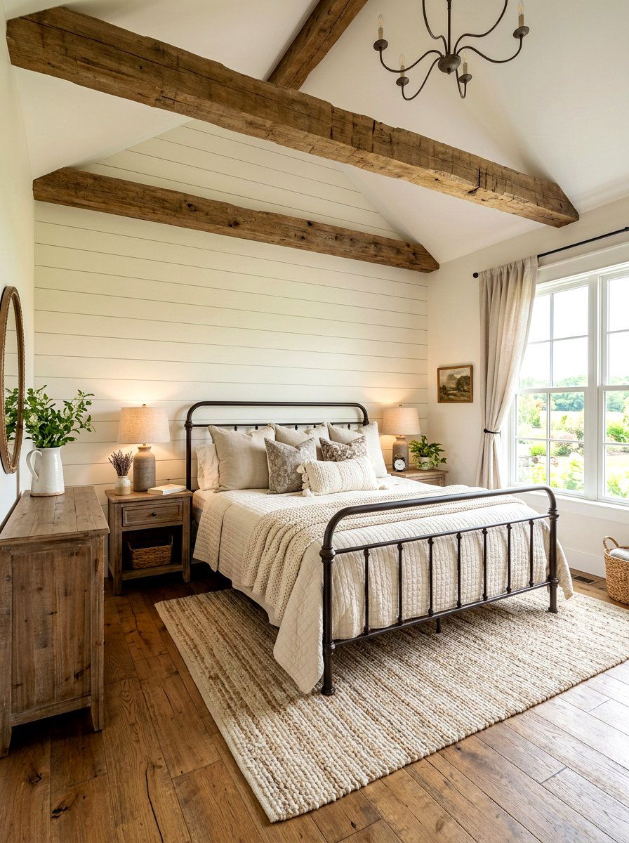 Farmhouse cream bedroom - 30 cream bedroom ideas