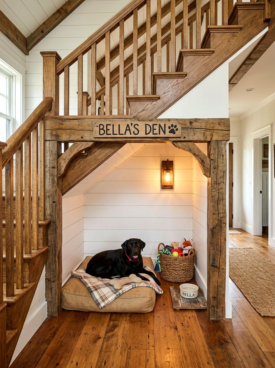 Farmhouse dog room - 30 under stairs pet room ideas aesthetic