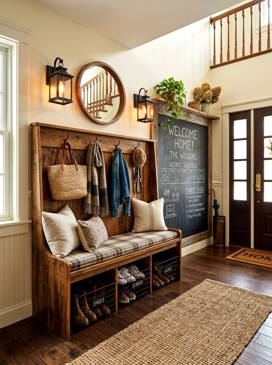 Farmhouse entry bench - 30 welcoming foyer ideas