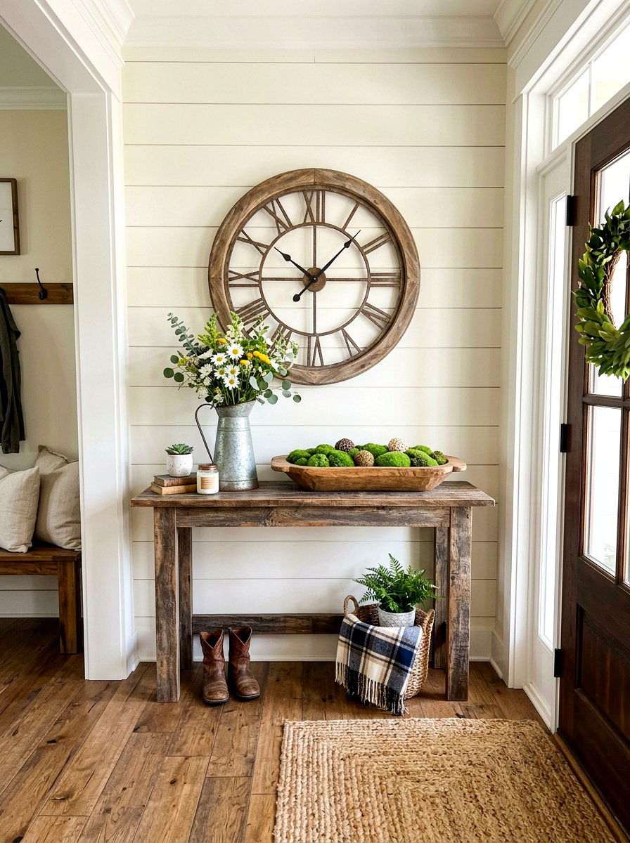 Farmhouse entryway console - 30 hallway console styling ideas