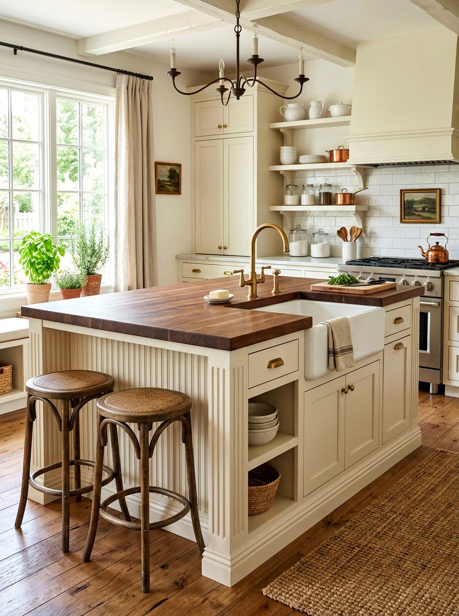 Farmhouse fluted kitchen island - 30 fluted kitchen island ideas
