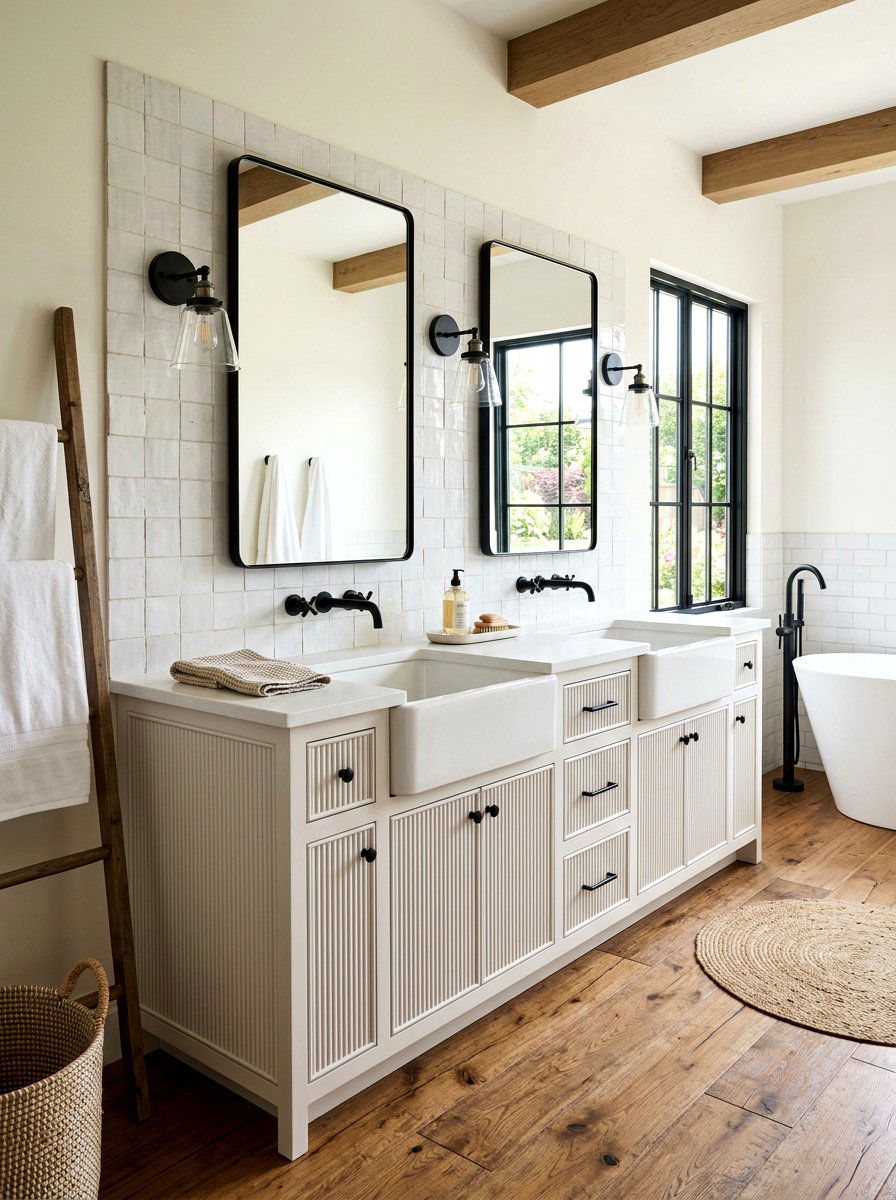 Farmhouse fluted vanity - 30 reeded vanity bathroom ideas