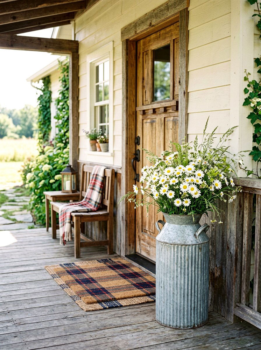 Farmhouse galvanized porch urn - 30 porch urn planter ideas