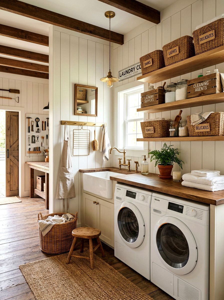 Farmhouse garage laundry station - 30 garage laundry combo ideas