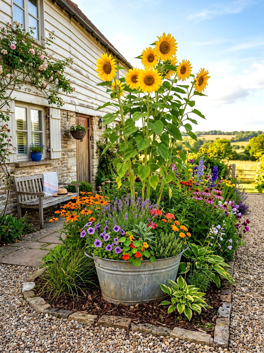 Farmhouse garden corner - 30 corner flower bed ideas