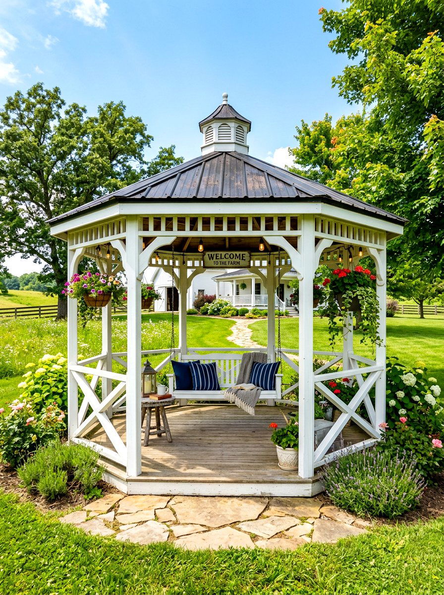 Farmhouse gazebo - 30 garden gazebo ideas