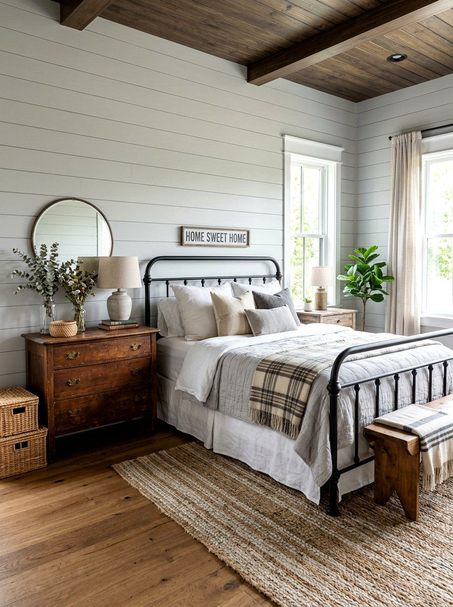 Farmhouse gray bedroom - 30 gray bedroom ideas