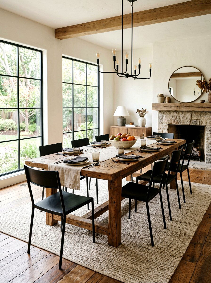 Farmhouse harvest table - 30 antique decor styling ideas