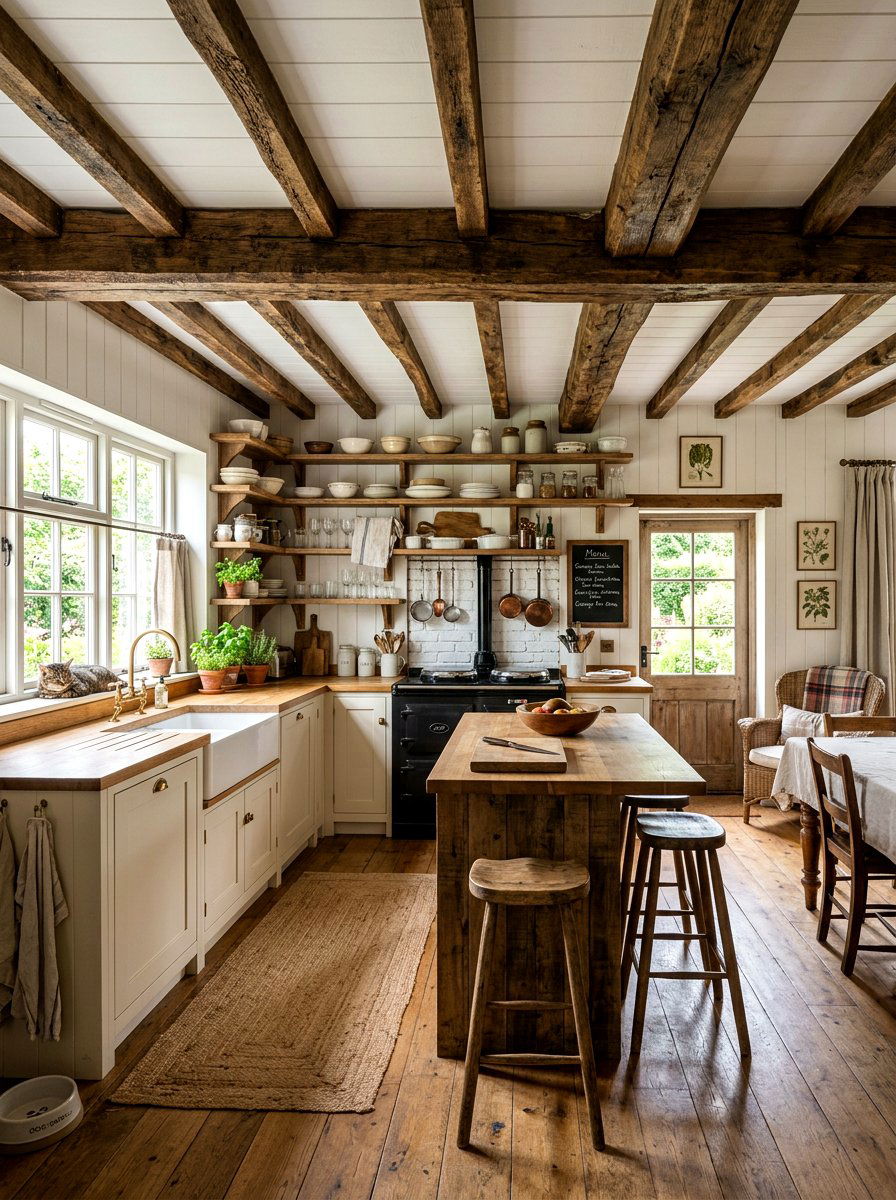 Farmhouse kitchen ceiling beams - 30 kitchen ceiling beam ideas