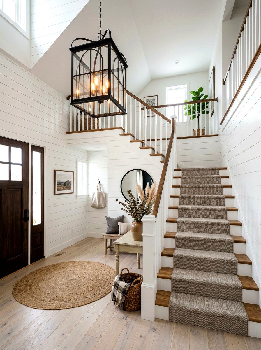 Farmhouse lantern staircase light fixture - 30 statement staircase lighting ideas