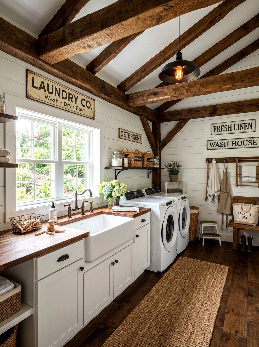 Farmhouse laundry decor - 30 small laundry room ideas