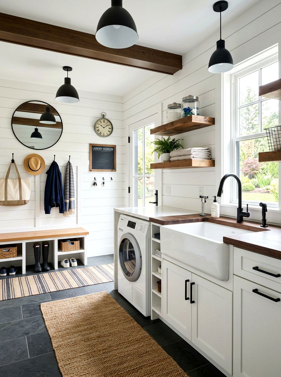 Farmhouse laundry mudroom - 30 laundry room mudroom combo ideas