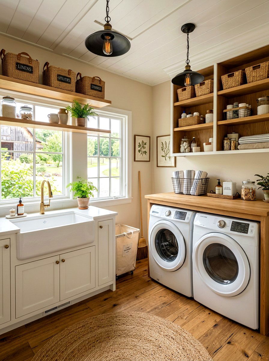 Farmhouse laundry room pantry layout - 30 laundry room pantry combo ideas