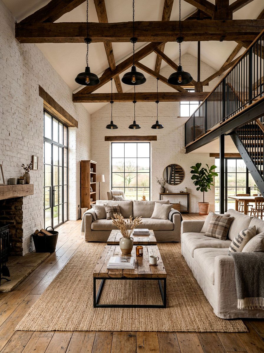 Farmhouse loft style - 30 loft living room ideas