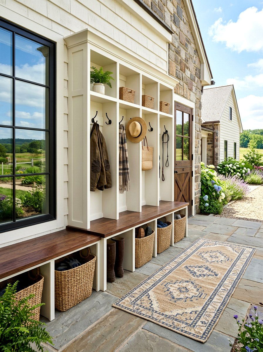 Farmhouse mudroom built in - 30 entryway decor ideas