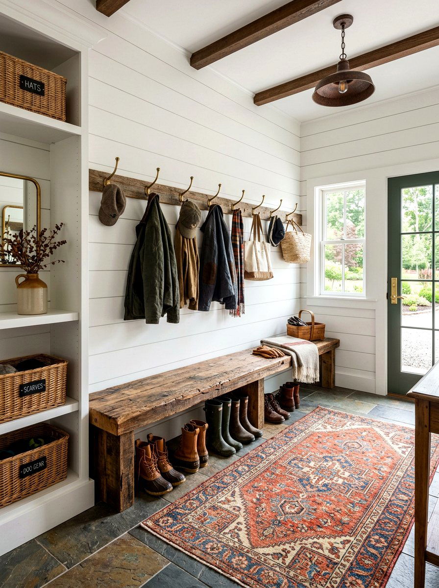 Farmhouse mudroom design - 30 organizing a mudroom ideas