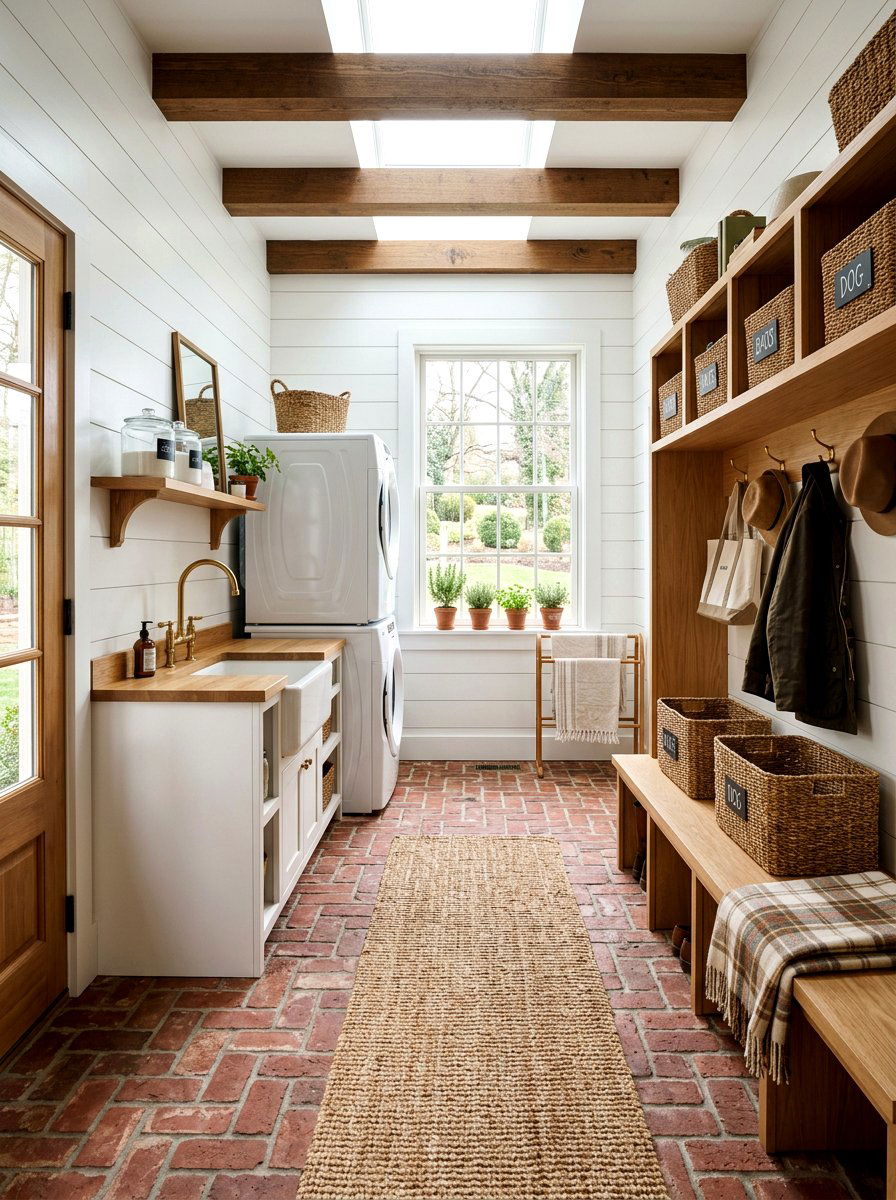 Farmhouse mudroom laundry combo - 30 mudroom laundry room ideas