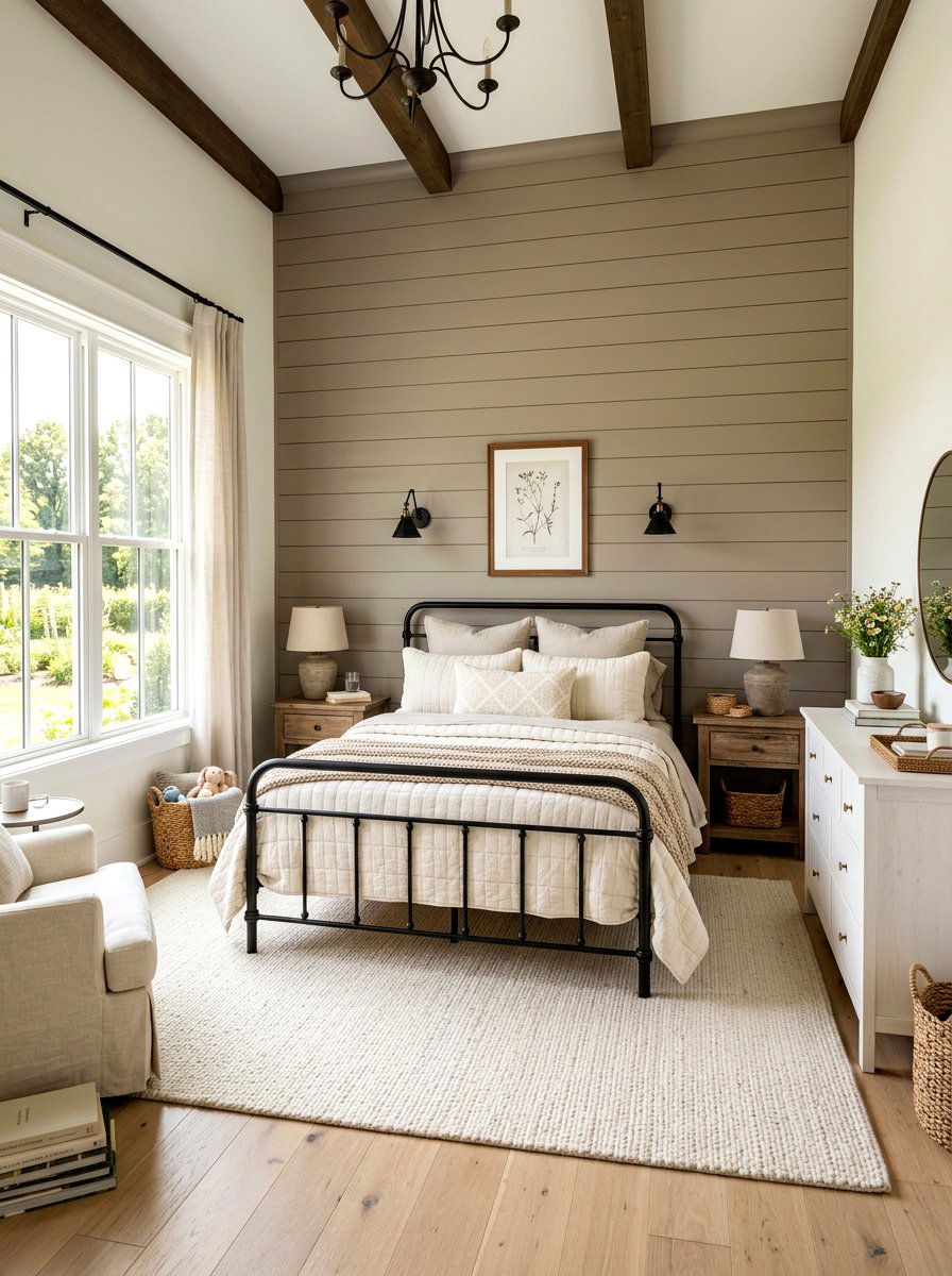 Farmhouse mushroom and cream bedroom - 30 mushroom and cream bedroom ideas