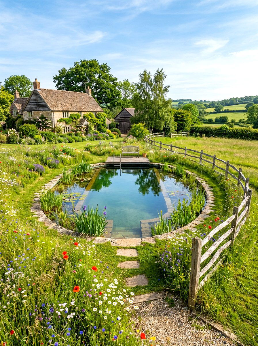 Farmhouse natural pool - 30 natural pool backyard ideas