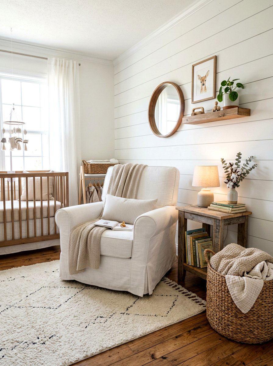 Farmhouse nursery glider corner - 30 nursery rocking chair corner ideas